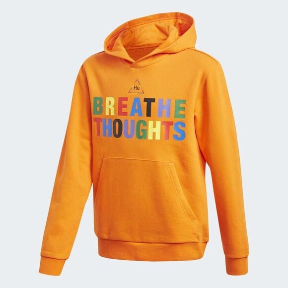Pharrell Williams for Adidas Hoodie "BREATHE THOUGHTS" Orange Sweatshirt Youth L - Picture 1 of 10